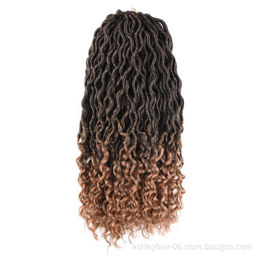 18 Inch 24 Strands Synthetic Hair Curly End Goddess Soft Crochet Braids Faux Locs braid hair